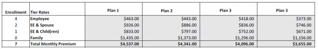 Composite Group Health Plan Rating Structure example
